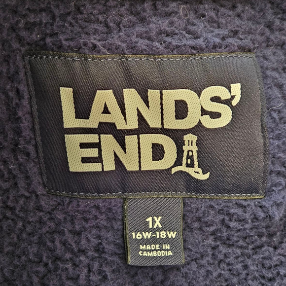 Lands End Fleece Jacket Berber Full Zip Navy Women's Size 1X - Picture 4 of 7